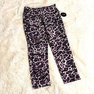 Cali Active Purple Leopard Print Capri Leggings
